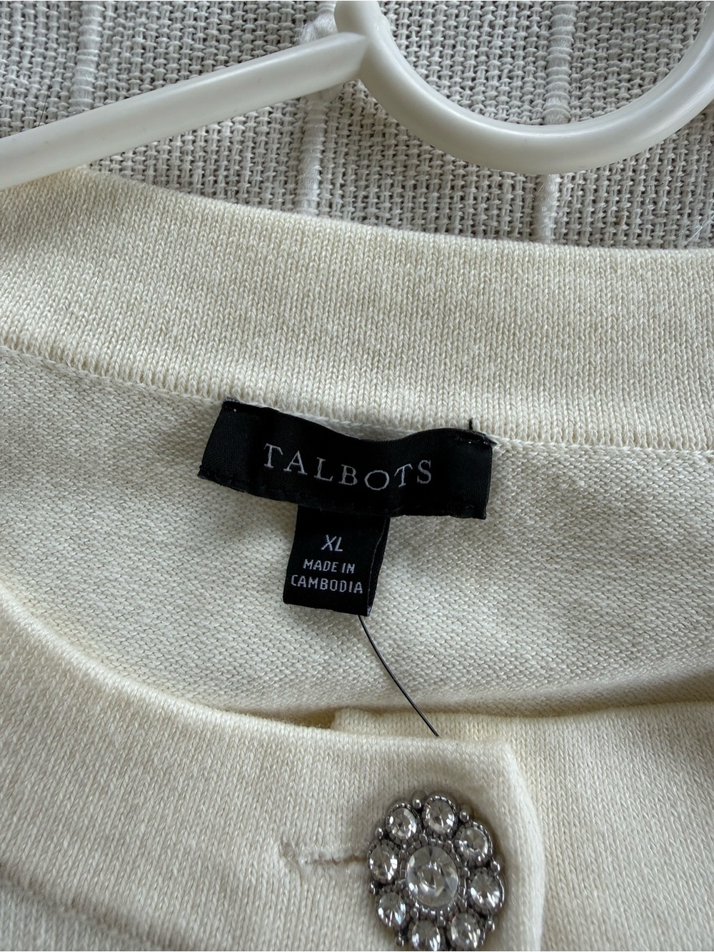 Talbots Cream Button-Front Knit Cardigan - Picture 7 of 8
